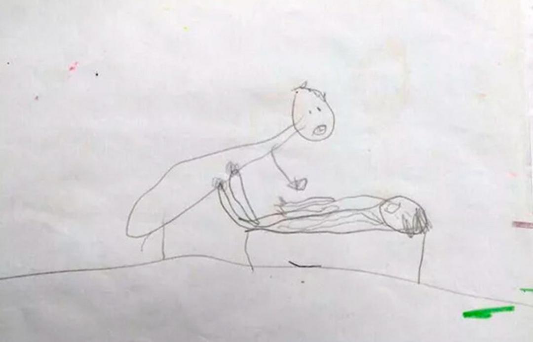 Desenhos de crianças indefesas que indicam que elas sofreram abuso sexual