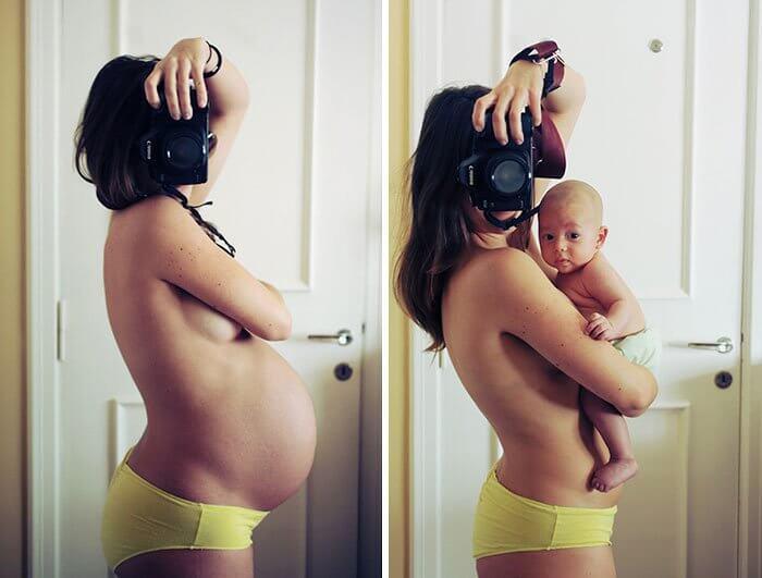 Antes e depois do parto: fotos bem-humoradas pra você se inspirar