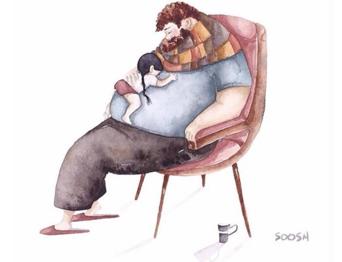 Ilustradora ucraniana retrata o amor especial entre Pai e filha de maneira tocante